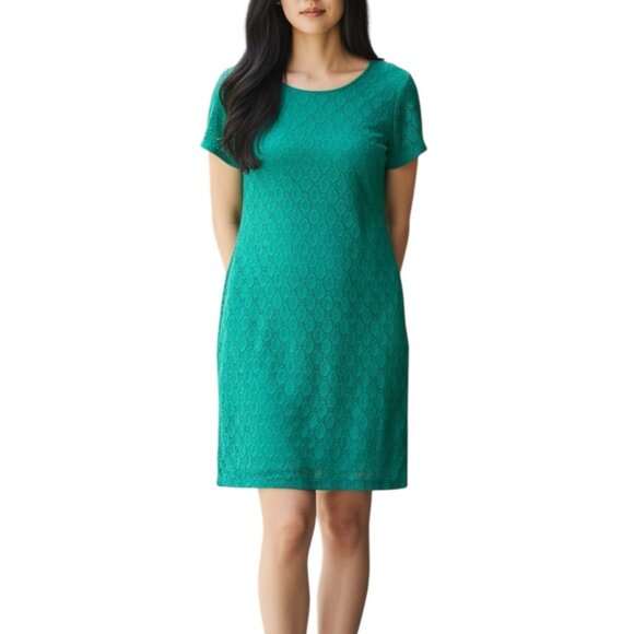 Isaac Mizrahi Green Knit Eyelet Shift Dress XL NWT Designer‎ Summery Casual - Picture 2 of 12